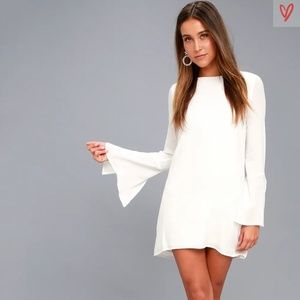 Lulu's BE THE ONE WHITE LONG SLEEVE BACKLESS SHIFT